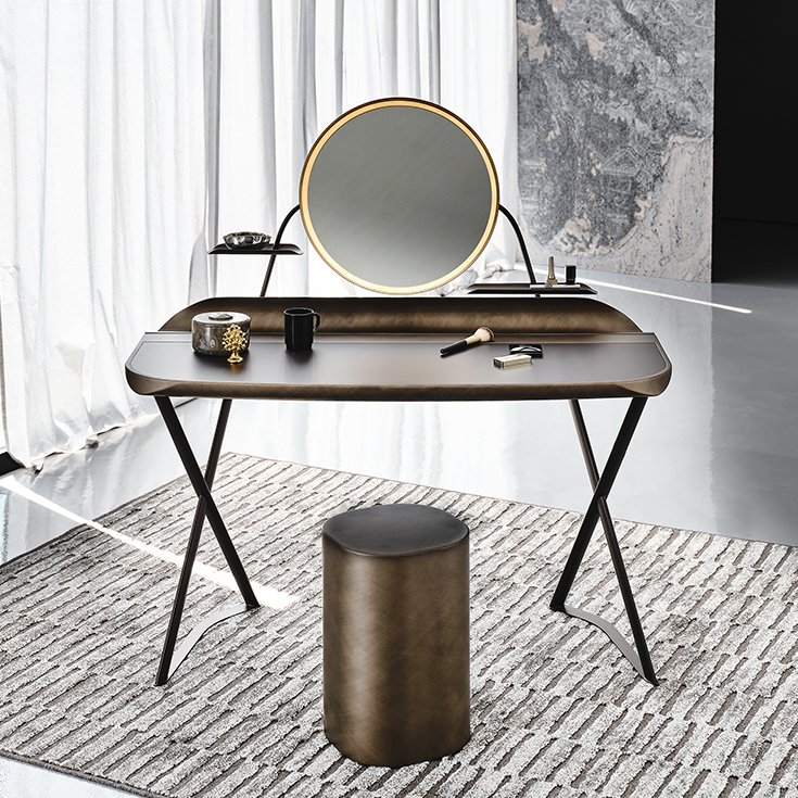 Cocoon Trousse Leather – Coiffeuse design haut de gamme Cattelan Italia avec miroir LED chez D-Style Interior