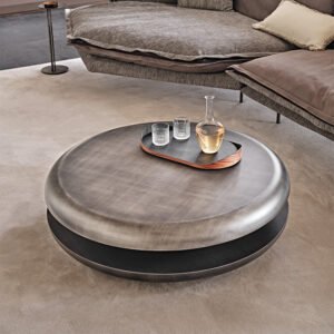 Table basse design haut de gamme Yo-Yo Brushed Cattelan Italia, plateau rotatif avec finition brushed, disponible chez D-Style Interior.