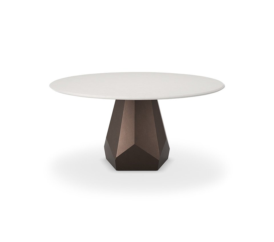 Zermatt Argile table design haut de gamme par Cattelan Italia, avec base en acier et plateau en argile spatulée aux teintes naturelles. Disponible chez D-Style Interior.