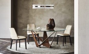 Skorpio Round table design haut de gamme par Cattelan Italia, alliance parfaite d’équilibre et de modernité. Disponible chez D-Style Interior.