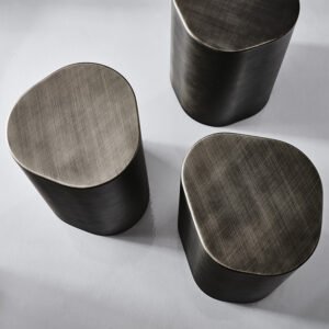 Table basse design haut de gamme Pancho par Cattelan Italia, acier Brushed aux formes minérales, disponible chez D-Style Interior.