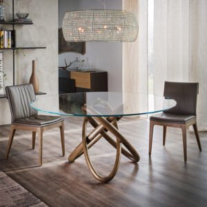 Carioca – Table design contemporain en verre et bois Cattelan Italia disponible chez D-Style Interior