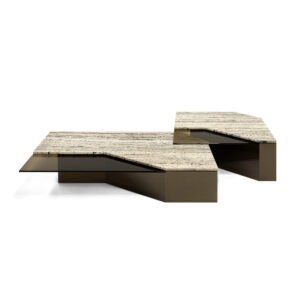 Roswell – Table basse design en marbre et verre Arketipo par Mauro Lipparini