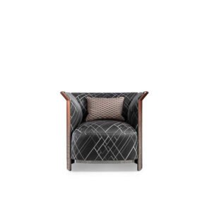 Ramsey | Fauteuil de bureau design Bentley Home en bois plaqué ou cuir/tissu, insert aluminium gris canon, structure suspendue, disponible chez D-Style Interior.