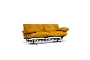 Canapé design haut de gamme Ouverture par Poltrona Frau, structure acier noir mat avec coussins plumes déhoussables, disponible chez D-Style Interior