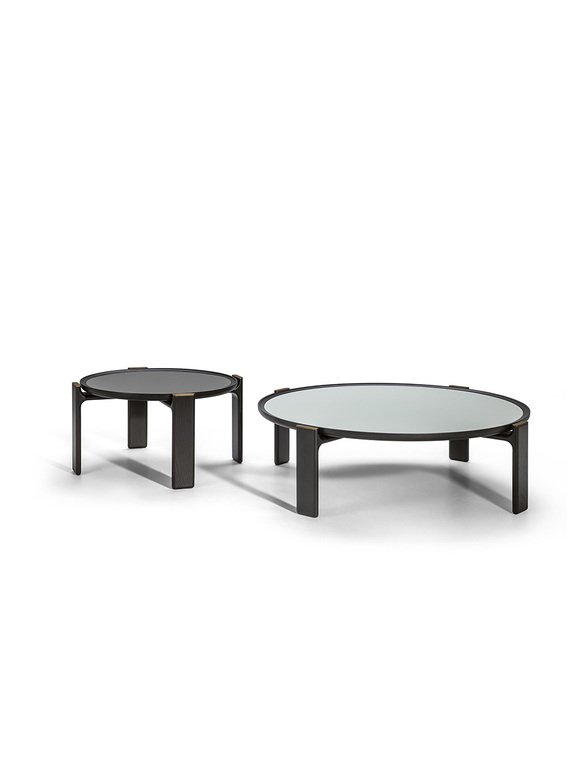 DUO | Table basse design haut de gamme Poltrona Frau, structure en frêne massif sculpté et plateau en marbre, verre ou frêne plaqué, disponible chez D-Style Interior