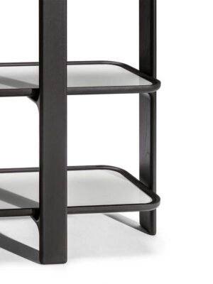 Bibliothèque design haut de gamme DUO par Poltrona Frau, structure frêne massif avec étagères modulables et finitions bronze fumé, disponible chez D-Style Interior