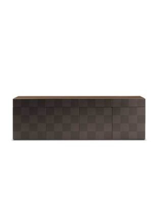 H_O Cabinet - Buffet design haut de gamme Poltrona Frau en cuir et noyer Canaletto - Collection Claudio Silvestrin