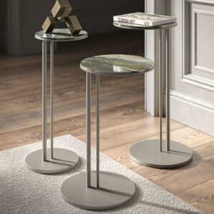 Table basse design haut de gamme Sting Cattelan Italia, plateau céramique Marmi sur base acier embouti, disponible chez D-Style Interior.