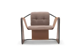Kimono – Fauteuil design haut de gamme AmuraLab en cuir et métal disponible chez D-Style Interior