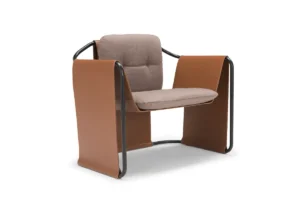 Kimono – Fauteuil design haut de gamme AmuraLab en cuir et métal disponible chez D-Style Interior