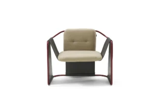 Kimono – Fauteuil design haut de gamme AmuraLab en cuir et métal disponible chez D-Style Interior