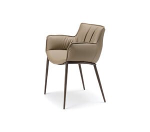 Rhonda Chaise avec accoudoirs de Cattelan Italia : design enveloppant, structure en acier laqué gaufré et assise rembourrée pour un confort haut de gamme. Disponible chez D-Style Interior.