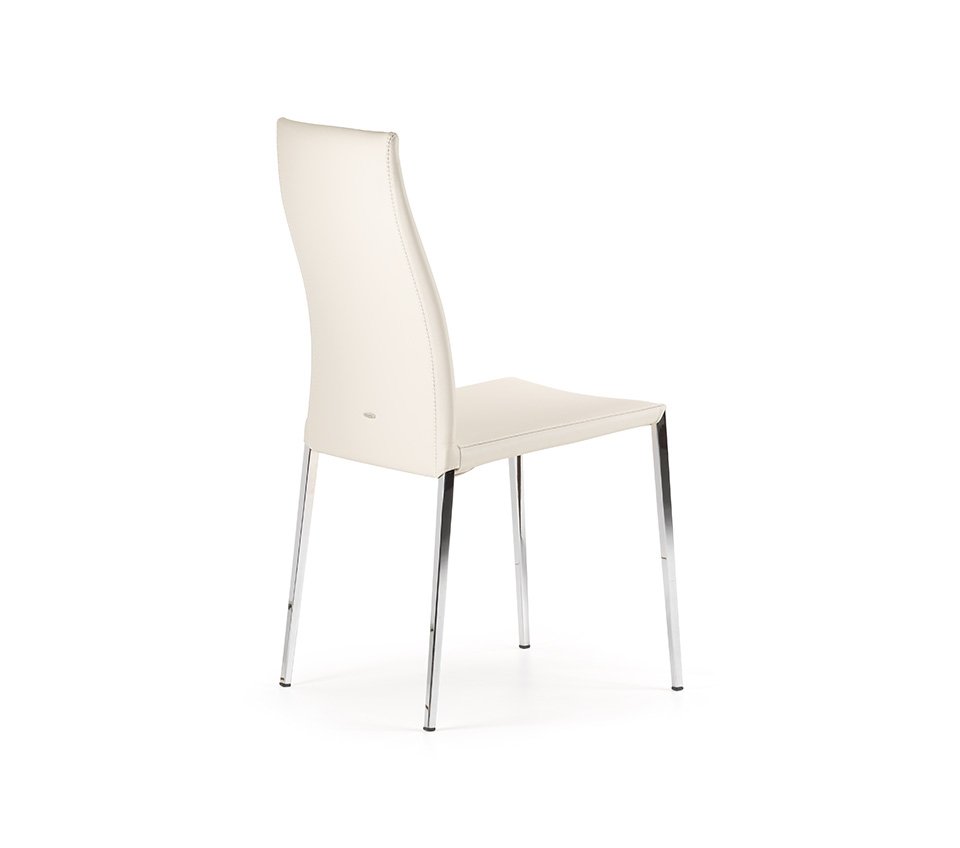 MAYA FLEX ML Chaise design avec dossier flexible et structure en acier personnalisable, revêtement en tissu ou cuir. Disponible chez D-Style Interior.