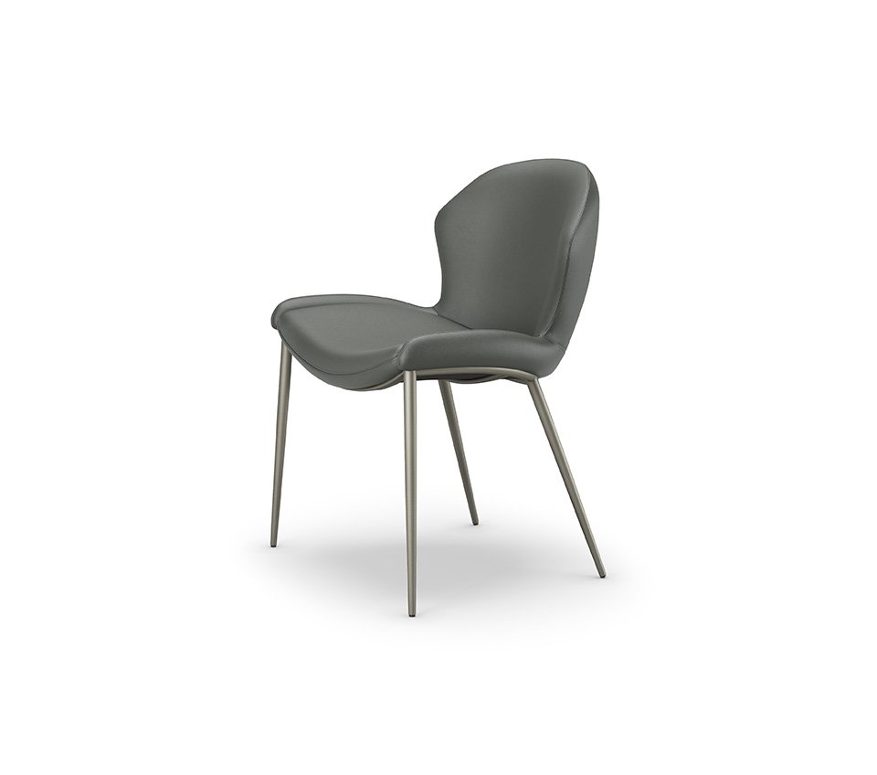Rachel ML Chaise en acier embossé laqué avec assise rembourrée, alliant légèreté et style italien contemporain. Disponible chez D-Style Interior.
