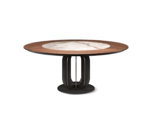 SOHO Ker-Wood table ronde design haut de gamme par Cattelan Italia, associant bois noble et céramique raffinée. Disponible chez D-Style Interior.