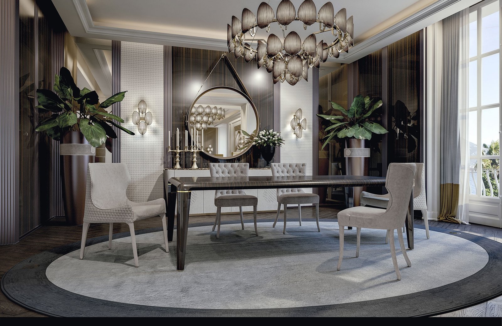 Adda chaise design haut de gamme par Vittoria Frigerio, aux lignes élégantes et au dossier enveloppant, avec matelassage raffiné et pieds en frêne massif. Disponible chez D-Style Interior.