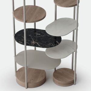 Doge bibliothèque haut de gamme par Vittoria Frigerio, structure métallique et base en frêne teinté, entièrement modulable et personnalisable. Disponible chez D-Style Interior.