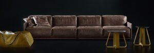 Border canapé haut de gamme en cuir par Gamma Arredamenti, design minimaliste avec surpiqûres décoratives et finitions artisanales. Disponible chez D-Style Interior.