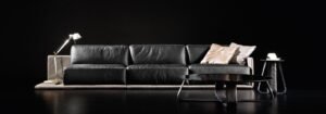 Border canapé haut de gamme en cuir par Gamma Arredamenti, design minimaliste avec surpiqûres décoratives et finitions artisanales. Disponible chez D-Style Interior.
