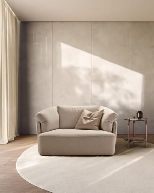Veronica XXL fauteuil pivotant en cuir, confortable pour deux personnes, avec ceintures latérales élégantes. Disponible chez D-Style Interior.