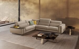 Newport canapé design haut de gamme par Gamma Arredamenti, au confort réglable avec dossier à double piston hydraulique et finitions raffinées. Disponible chez D-Style Interior.